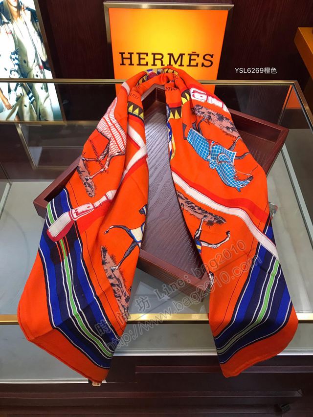HERMES圍巾 最新款同步專櫃 愛馬仕真絲羊絨大方巾 經典百搭  llwj6555